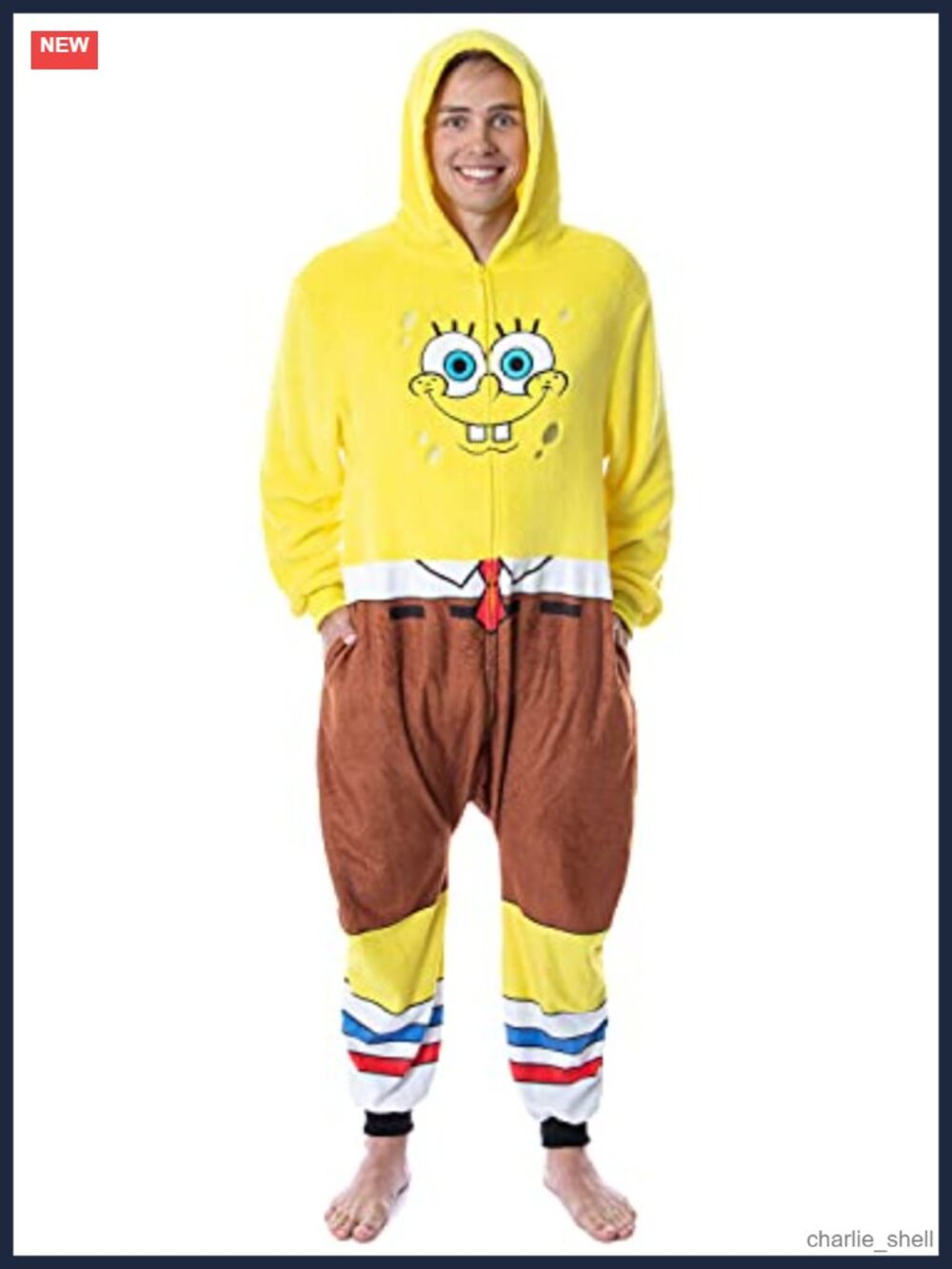 SpongeBob SquarePants Union Suit Pajamas Adult Hooded Zip Fleece